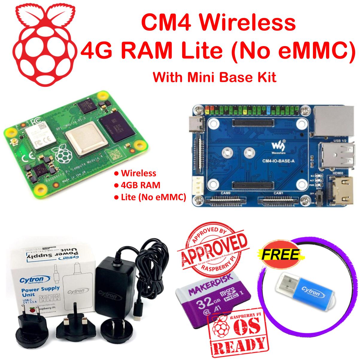 Raspberry Pi CM4 Wireless 4G RAM Lite (no eMMC) and Kits