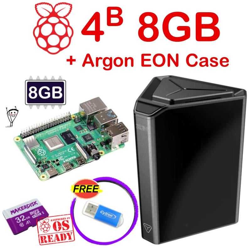 Argon eon pi nas case 4 baies sata hdd sdd stockage en réseau attaché  boîtier en aluminium pour raspberry pi 4 modèle b