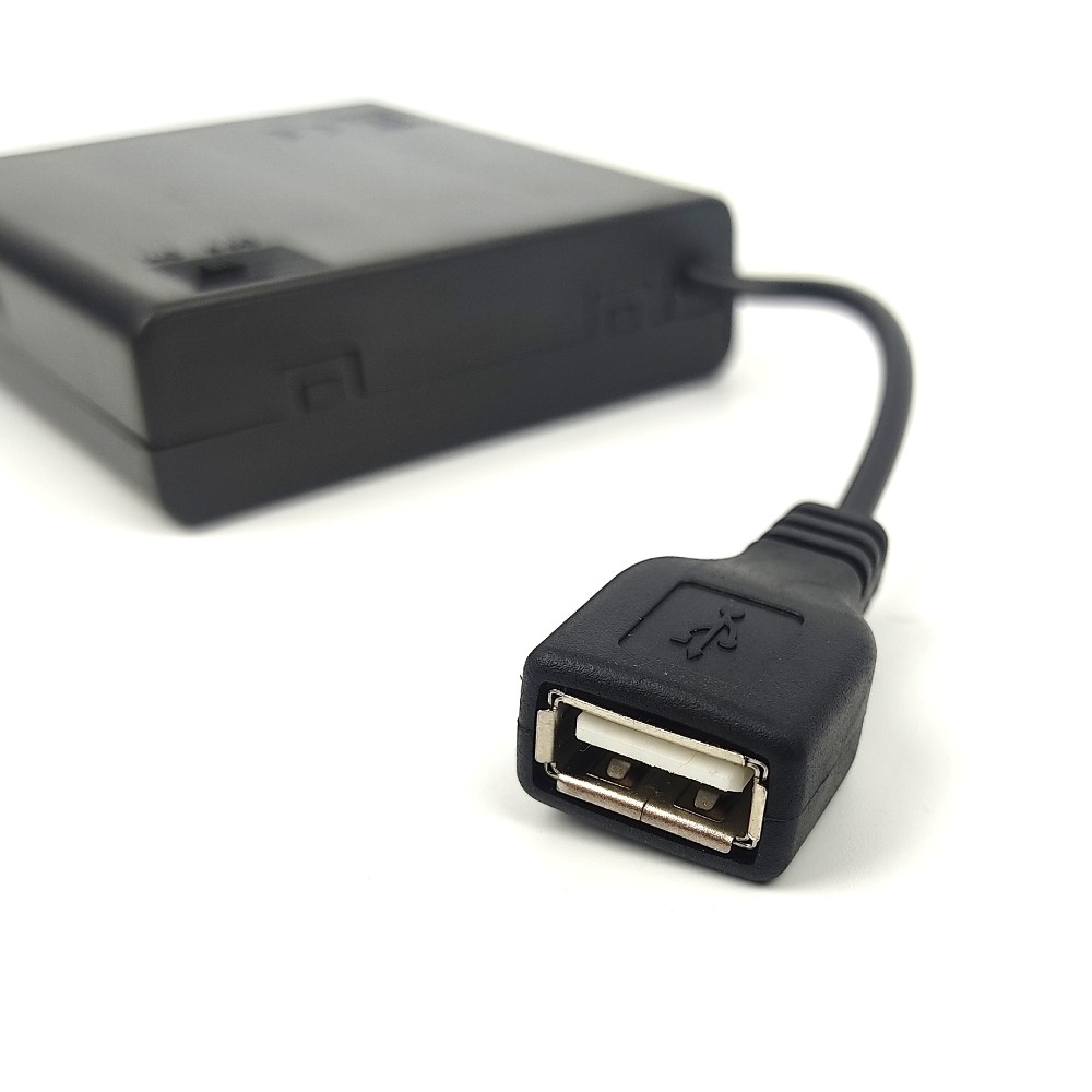 4AA Battery Holder with USB Female and Switch