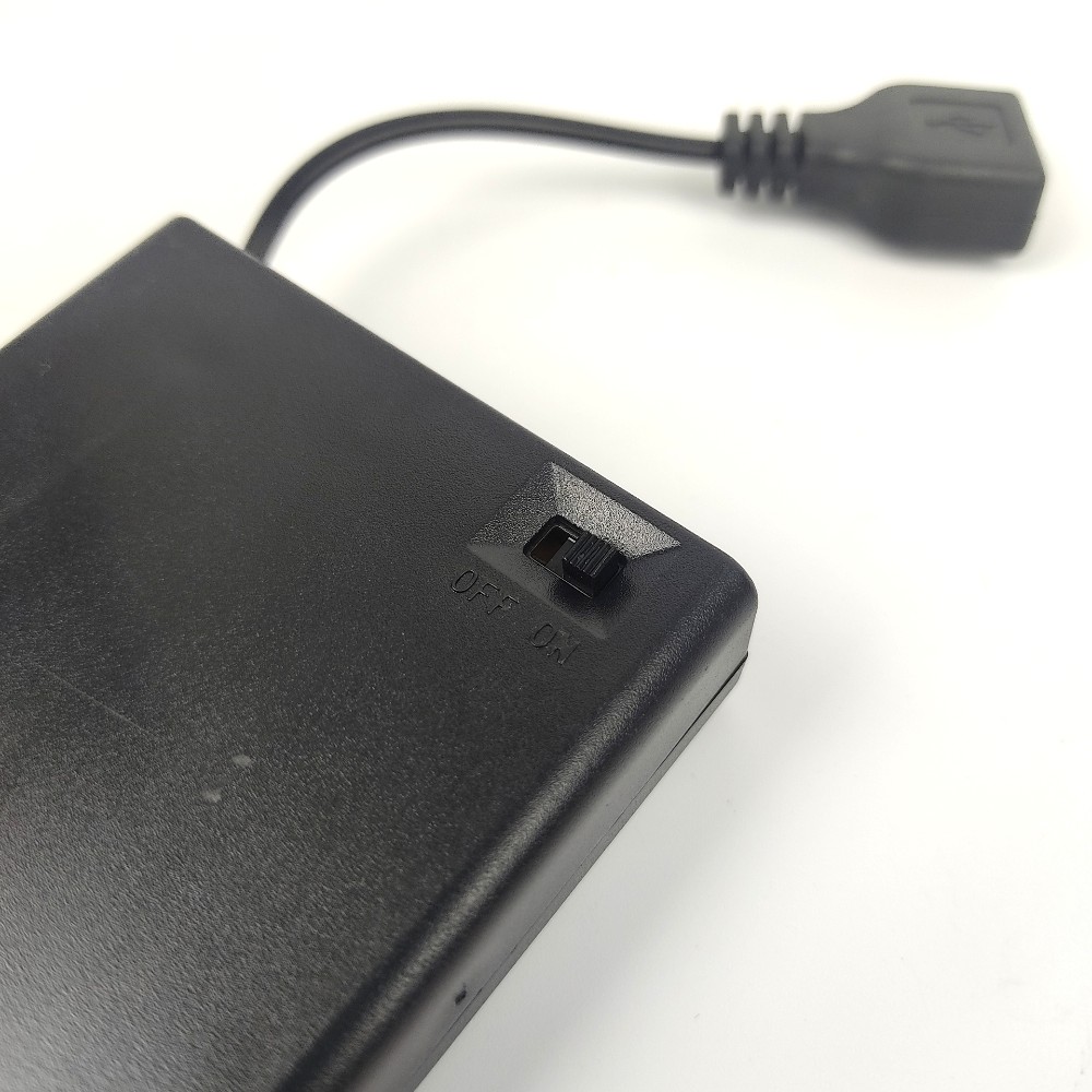 4AA Battery Holder with USB Female and Switch