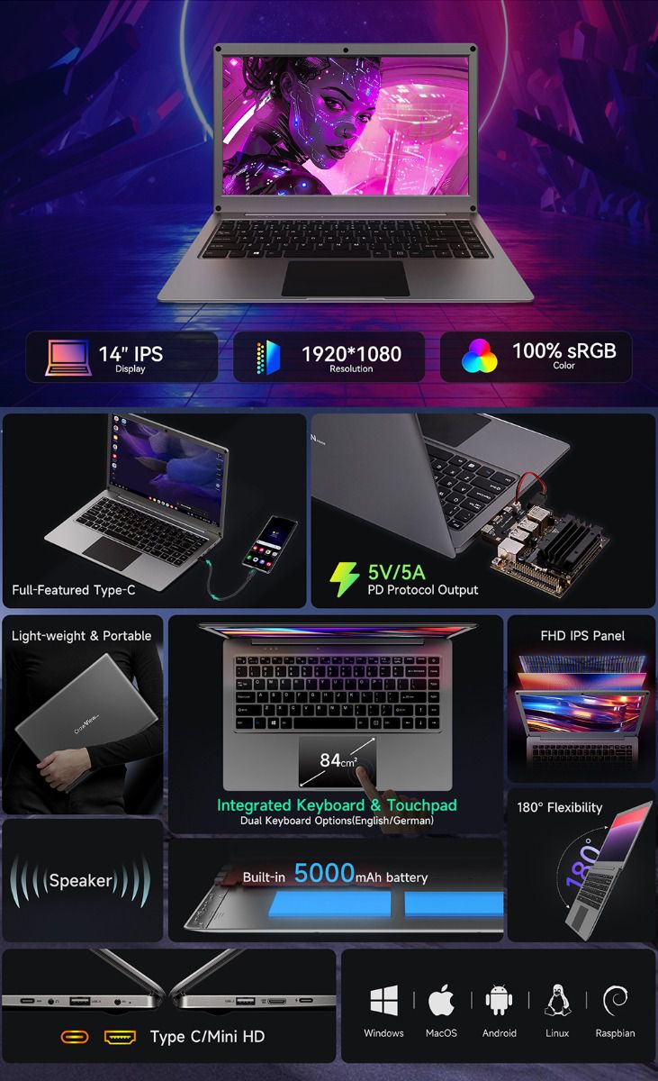 CrowView Note 14 inch HDMI Portable Monitor