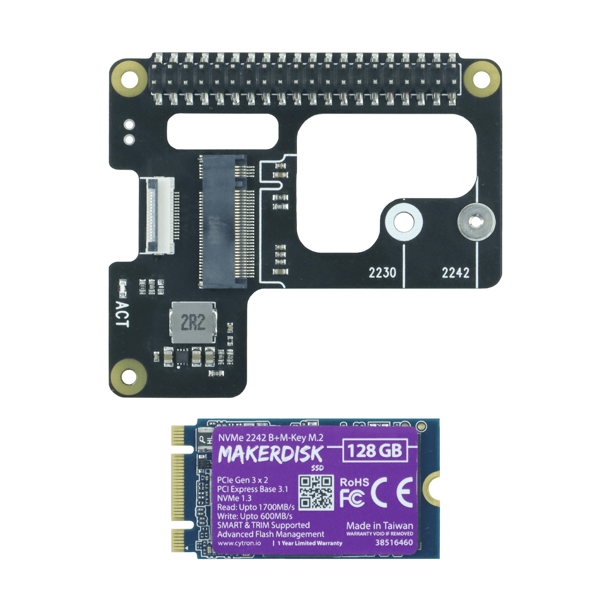 PCIe M.2 Key-M HAT for Raspberry Pi 5 - X1001