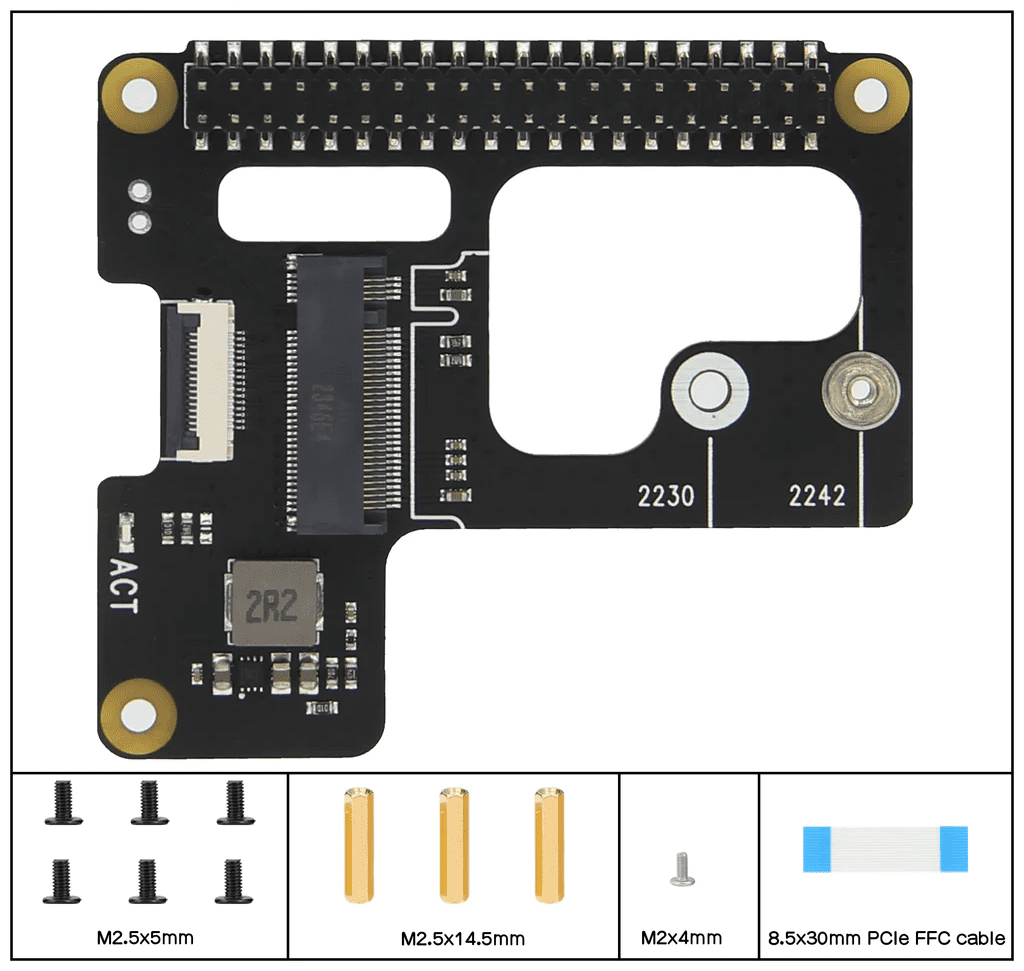 PCIe Hat For Raspberry Pi 5 With MakerDisk NVMe SSD