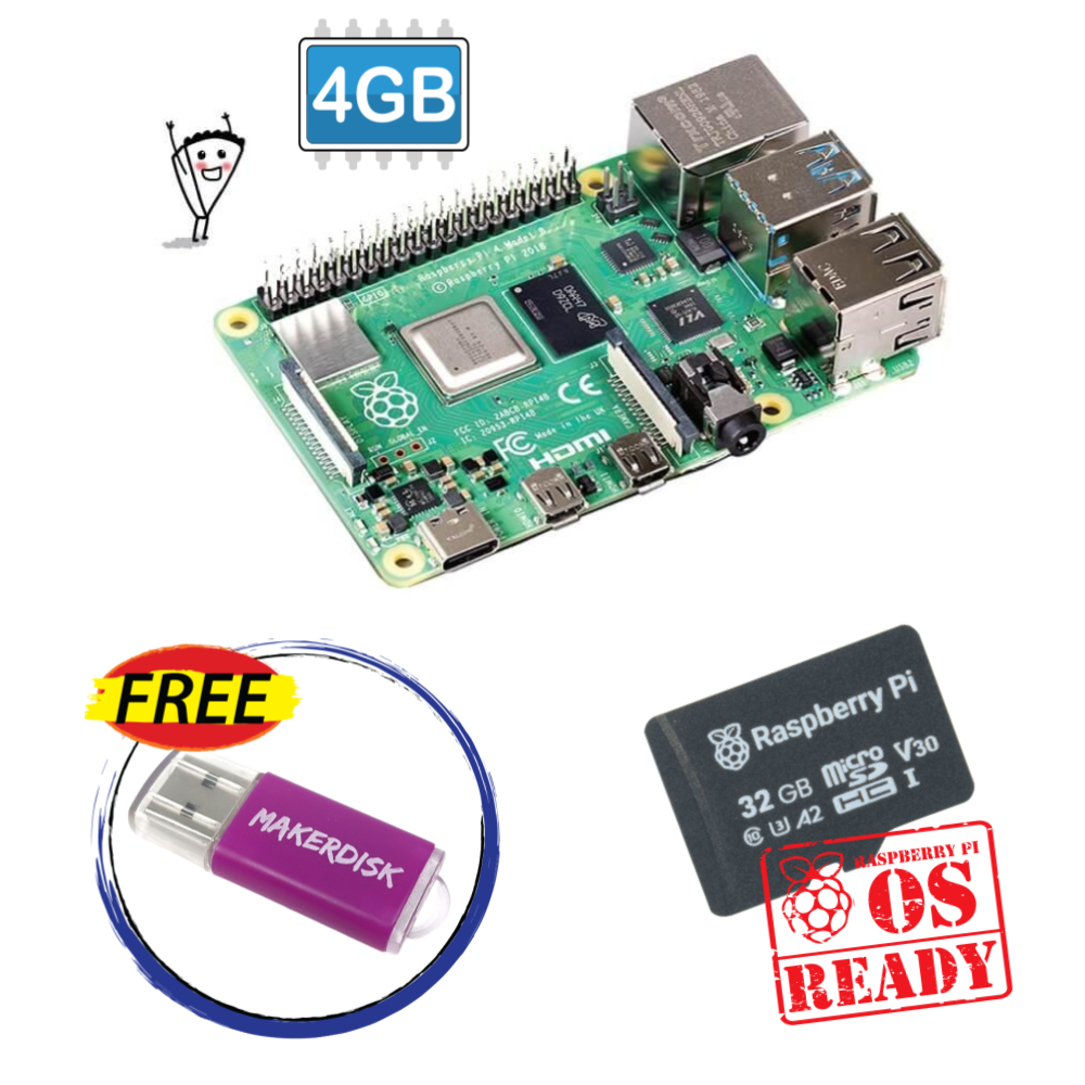Raspberry Pi 4 4GB RAM Board+32GB Complete Starter Kit - LABISTS