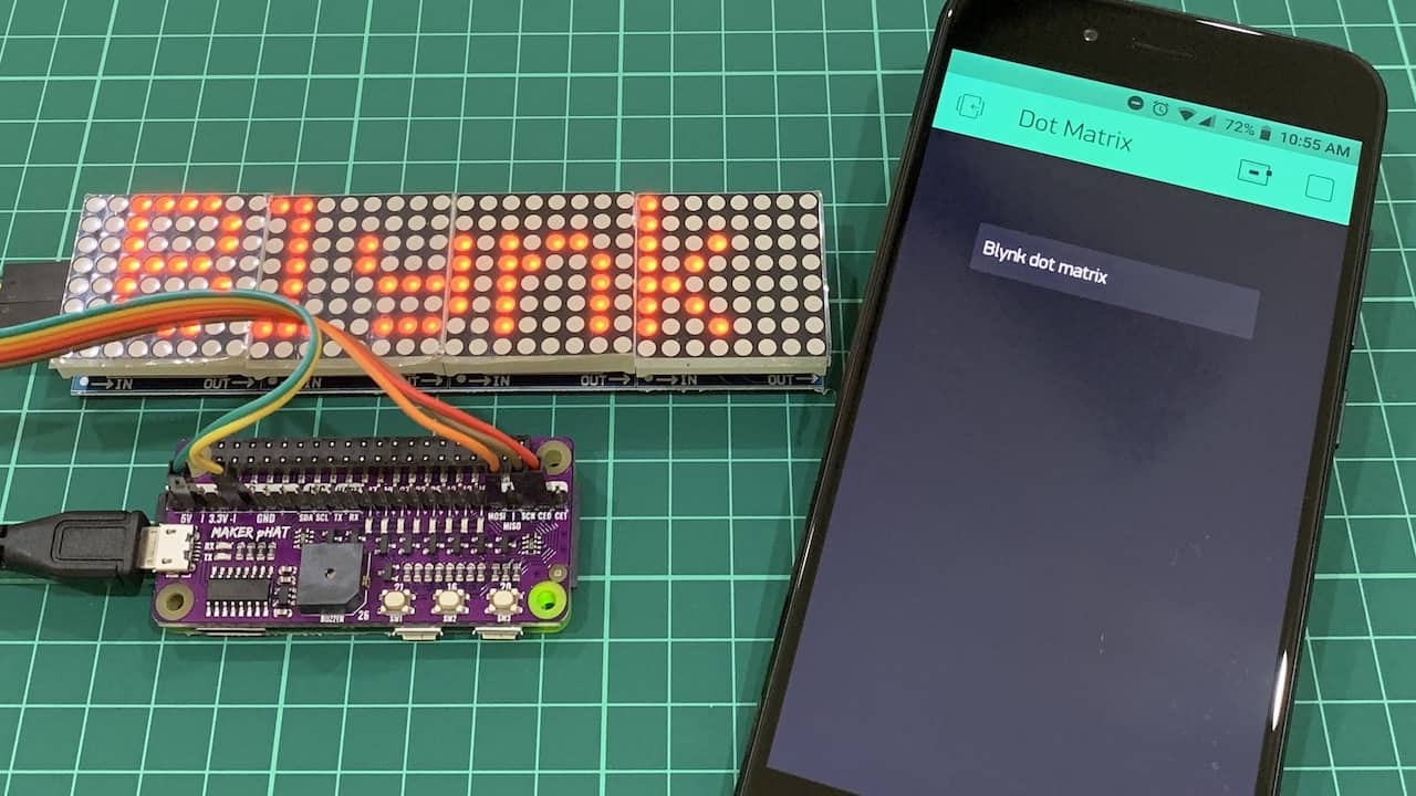 Displaying Text Message on Dot Matrix Using Blynk App and Raspberry Pi