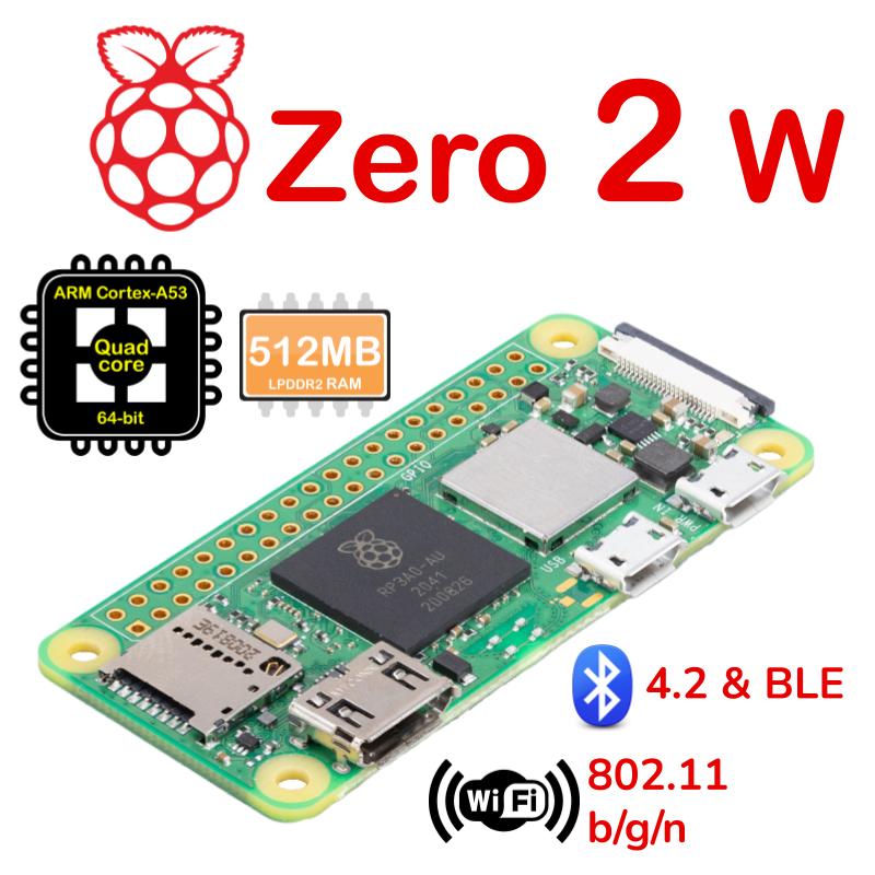 Raspberry Pi Zero 2 W - Quad-core and 64-bit CPU