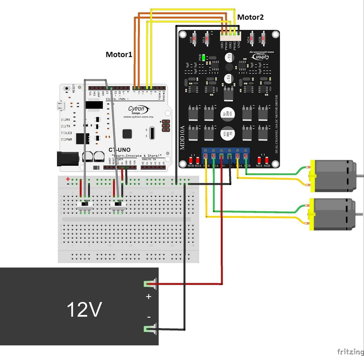 Using MDD10A with ARDUINO UNO